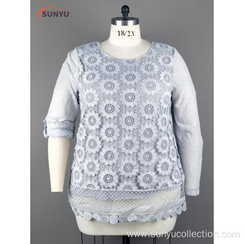 Ladie's lace long sleeve t-shirt lining